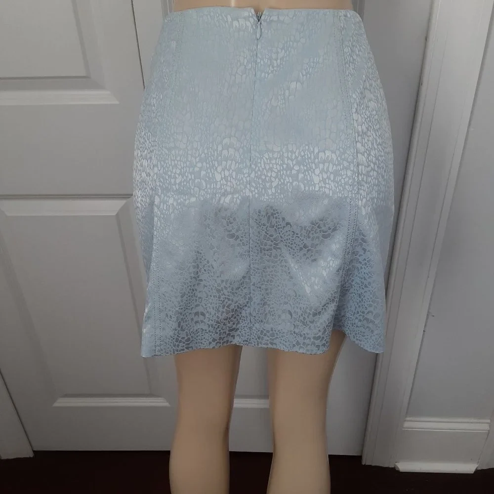 Alberto Makali Cache Pale Ice Blue Animal/Reptile Print Pencil Skirt